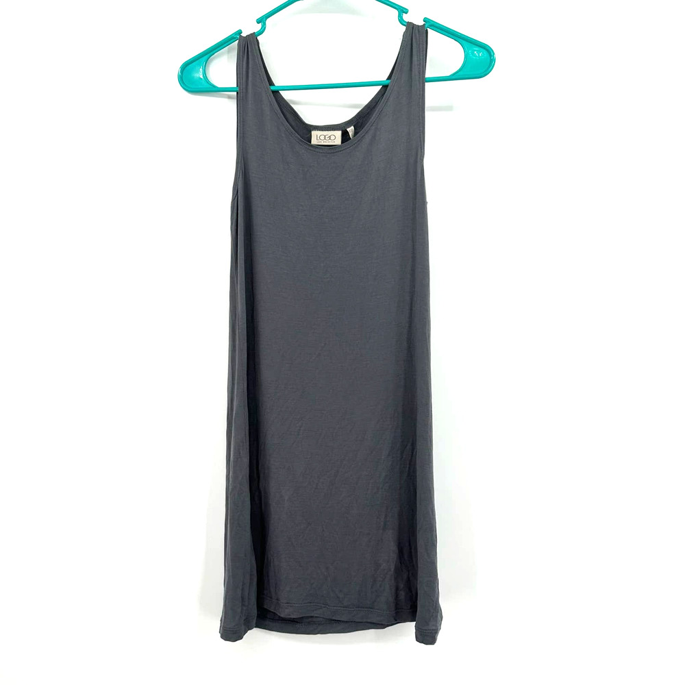 LOGO by Lori Goldstein size XXS black tank top rayon spandex blend